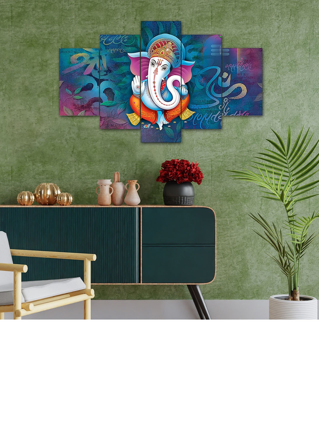

Perpetual 5-Blocks Perpetual Ganesha Painting Wall Art, Pink