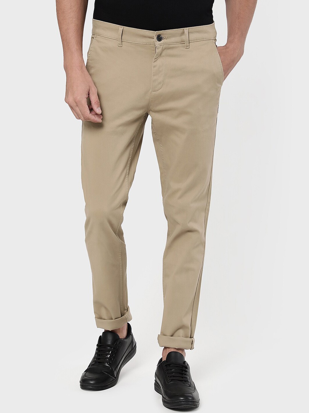 

R&B Men's Khaki Slim Fit Trousers