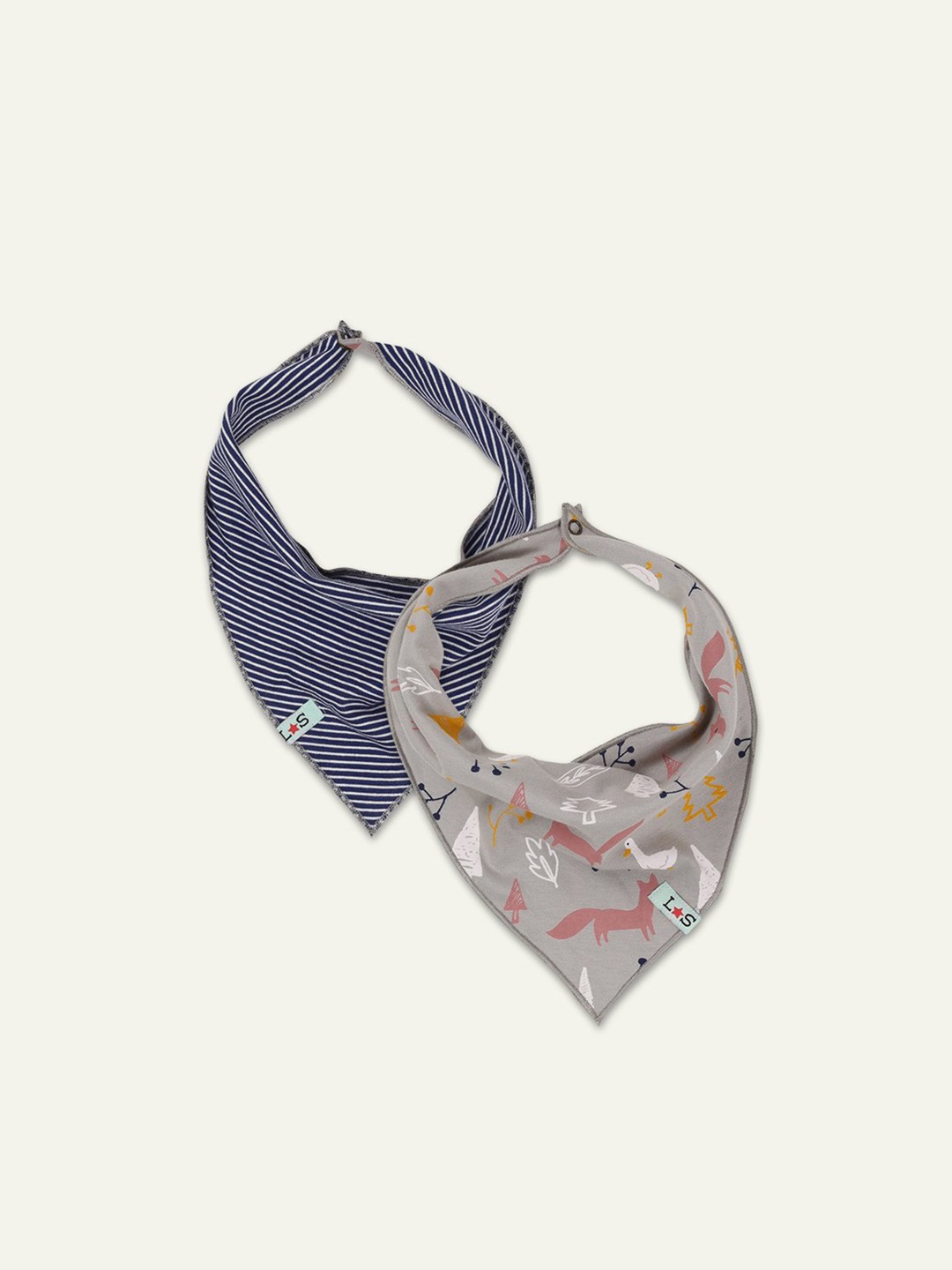 

Lilly and Sid Girls Printed Cotton Bibs, Grey