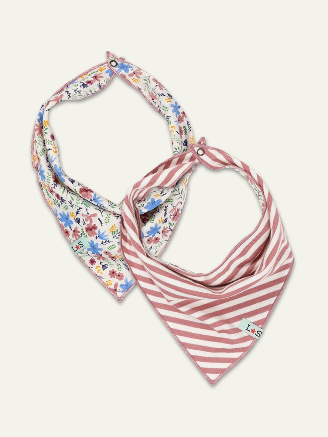 

Lilly and Sid Girls White & Blue Printed Cotton Bibs