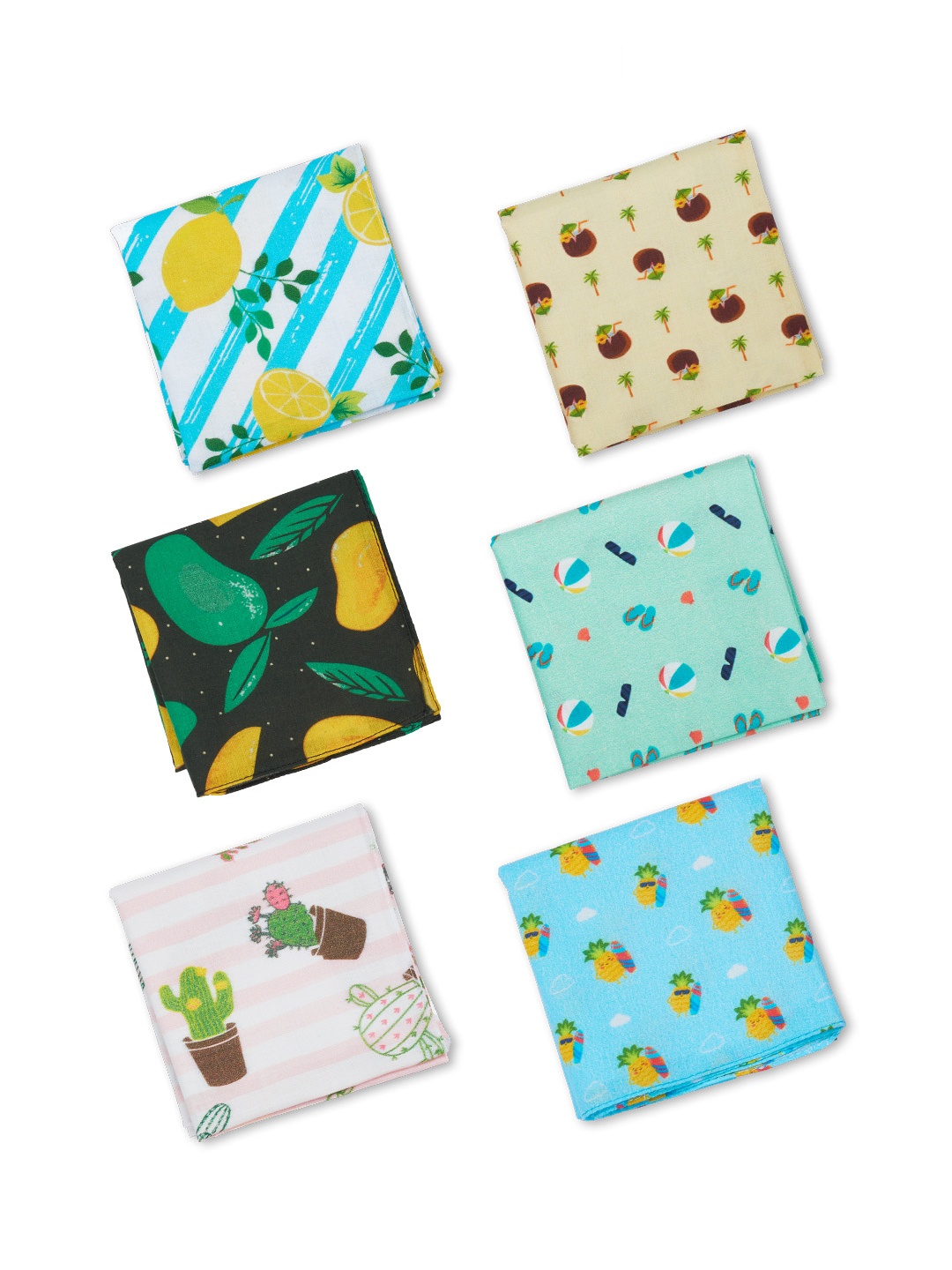 

hexafun Women Pack Of 3 Printed Pure Cotton Handkerchief, Blue