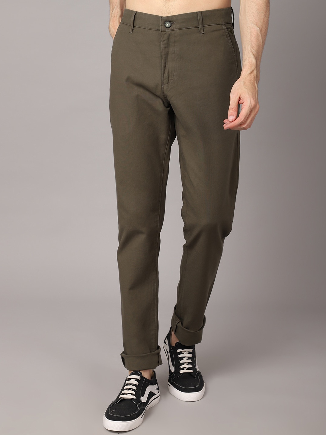 

Cantabil Men Olive Green Chinos Trousers