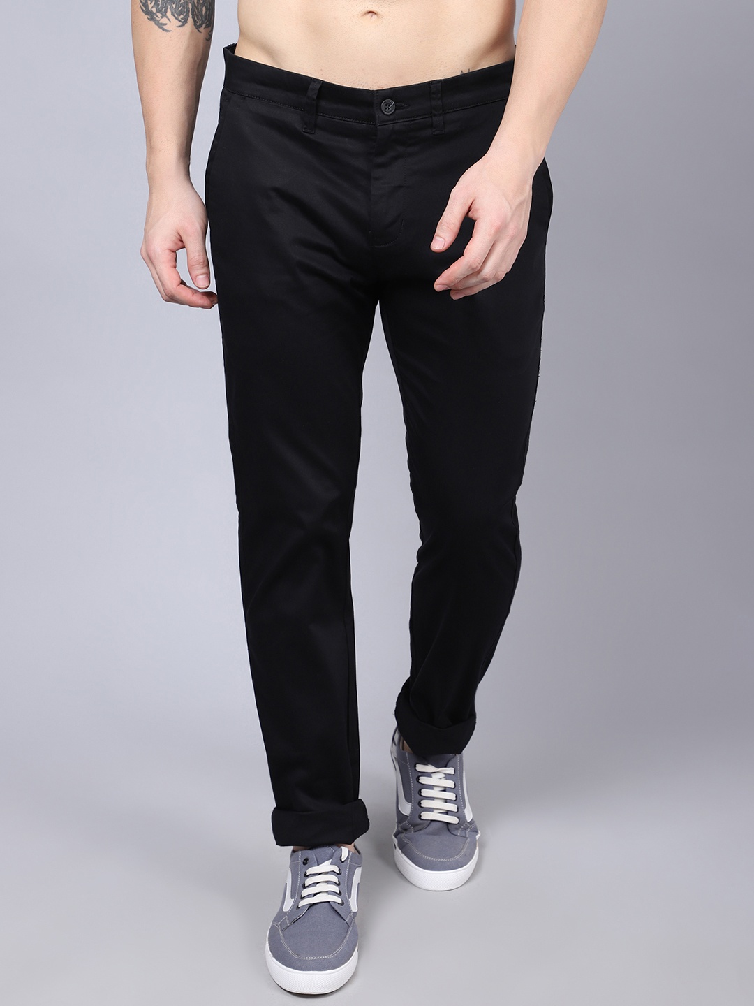 

Cantabil Men Black Chinos Trousers