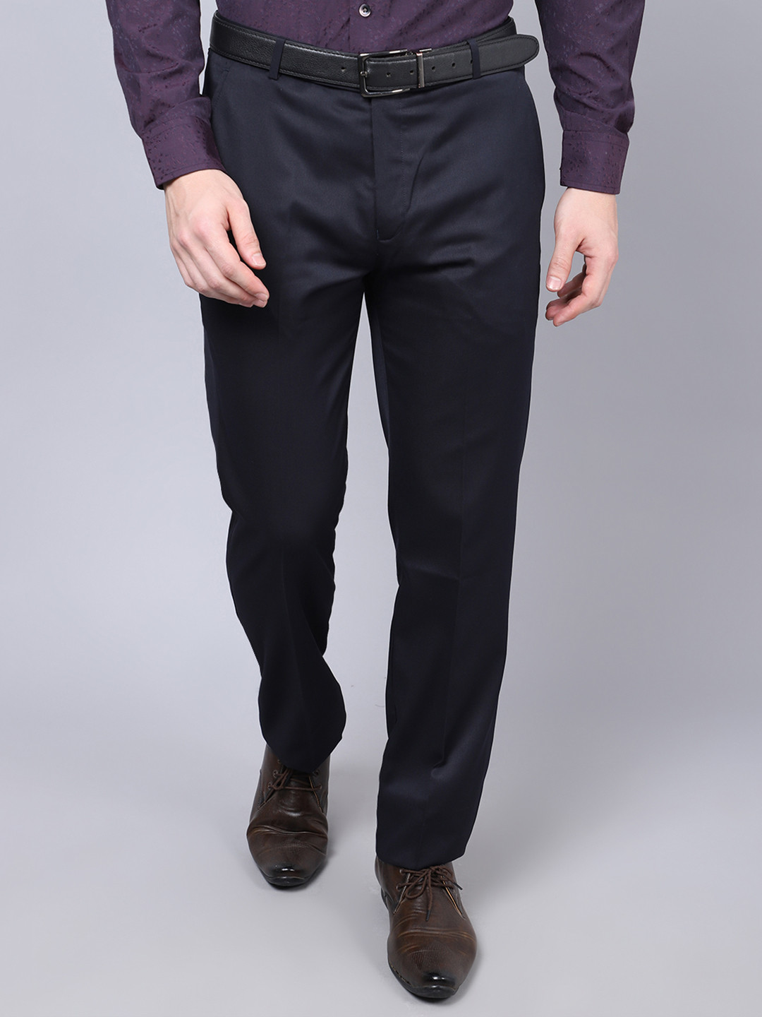 

Cantabil Men Navy Blue Trousers