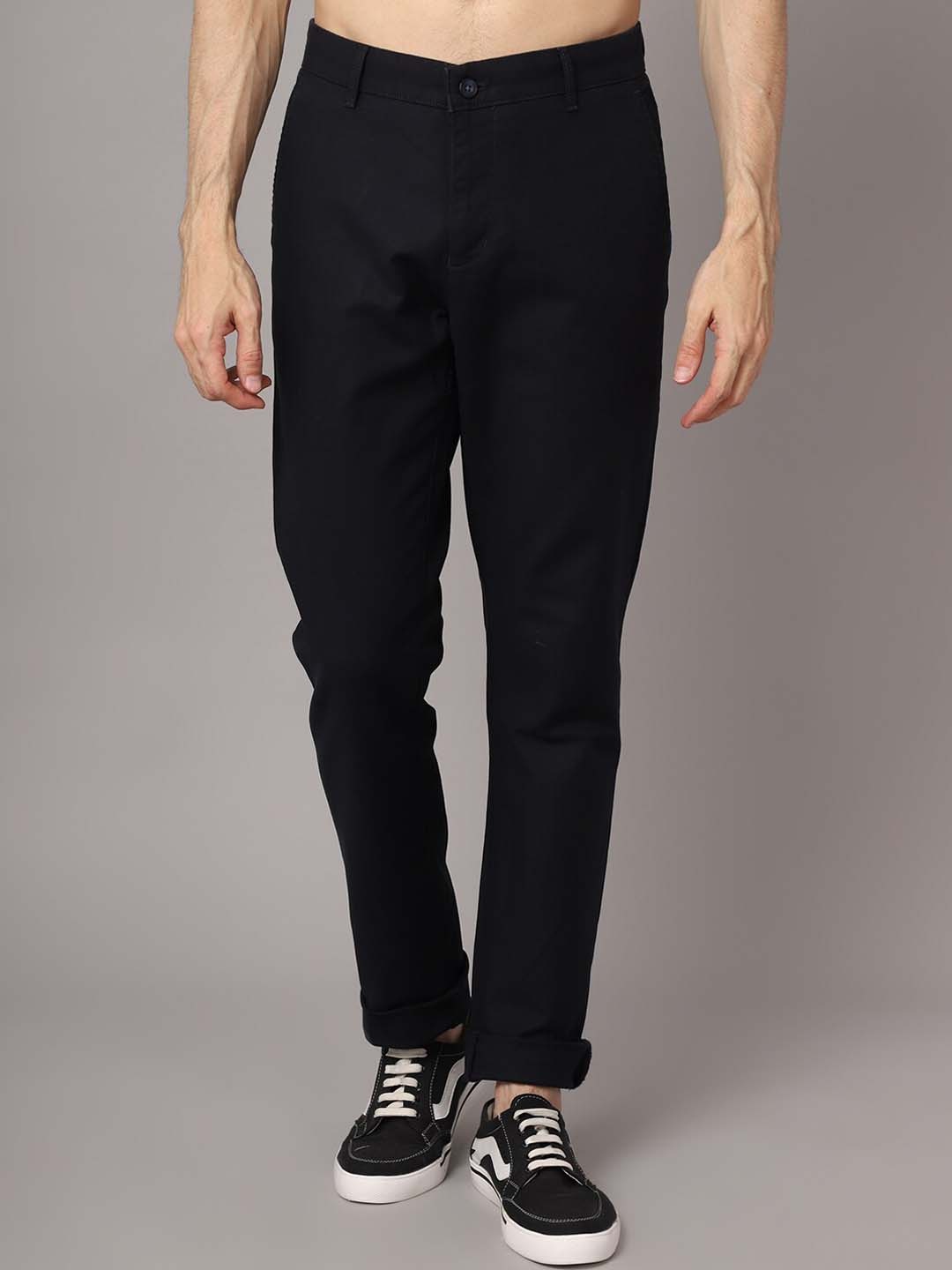 

Cantabil Men Navy Blue Chinos Trousers