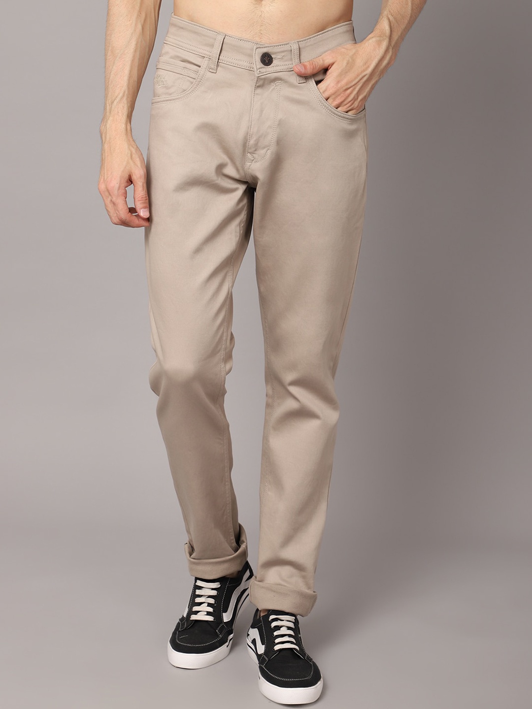 

Cantabil Men Beige Solid Chinos Trousers