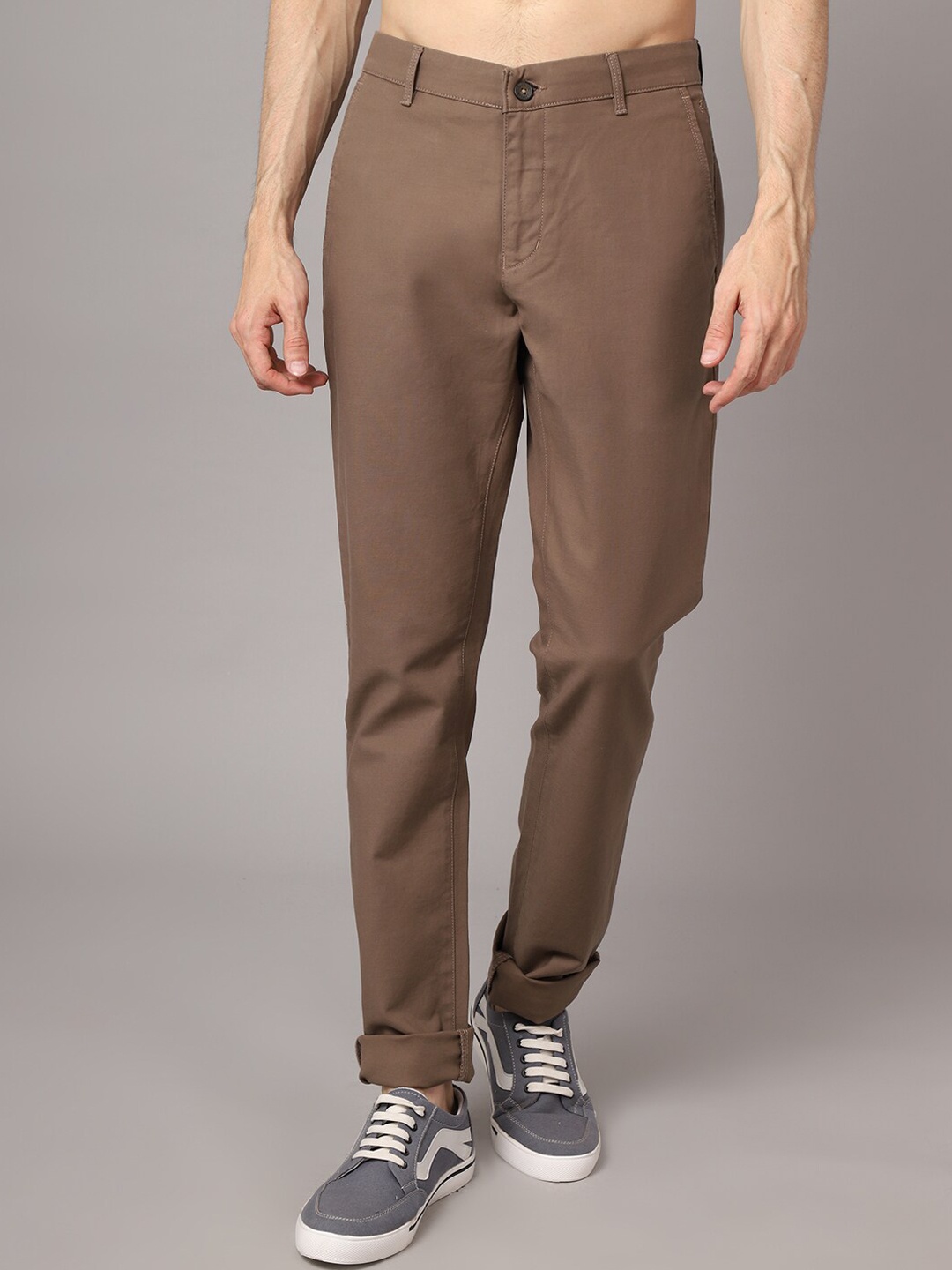 

Cantabil Men Brown Solid Trousers