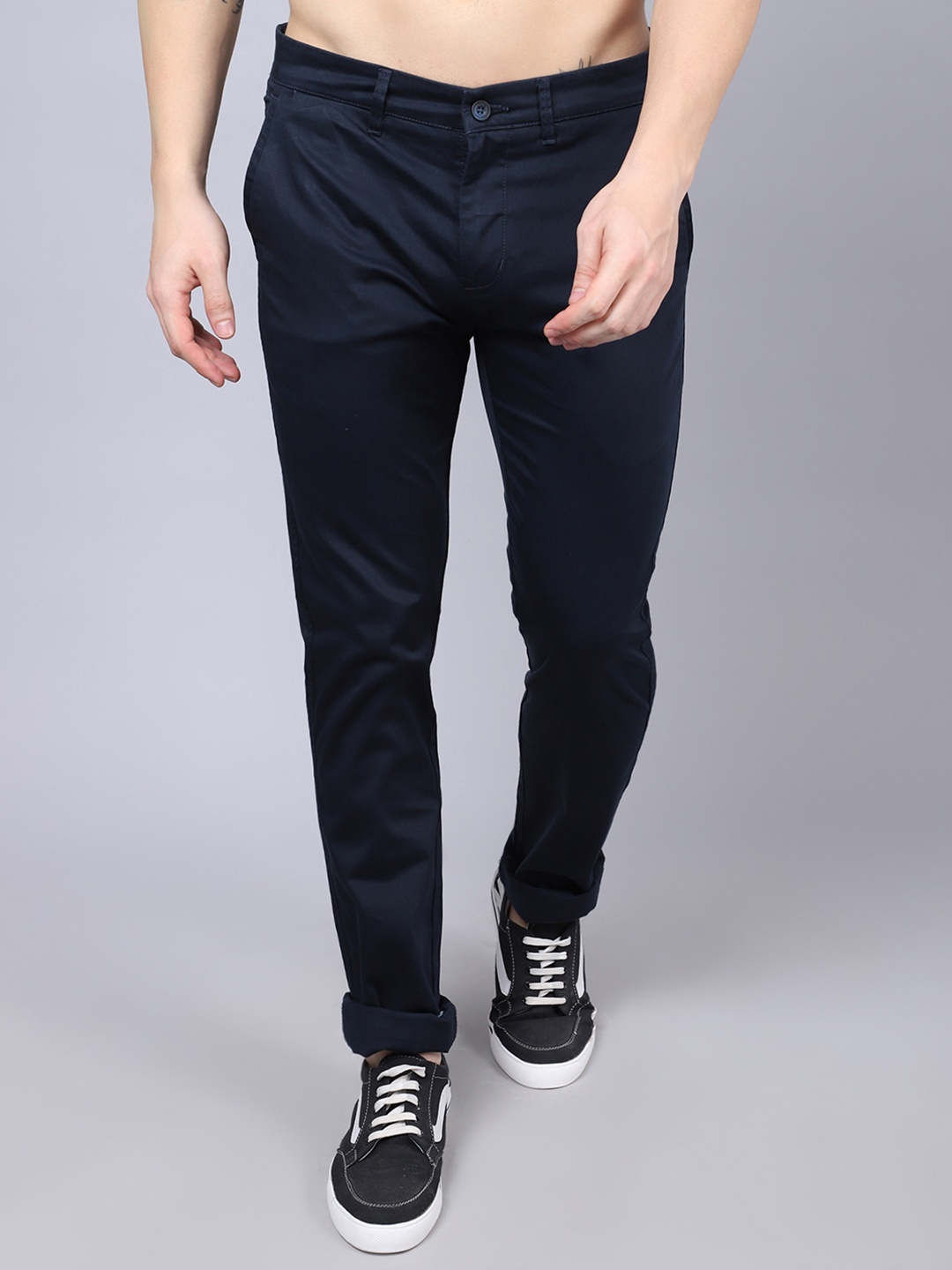 

Cantabil Men Navy Blue Chinos Trousers