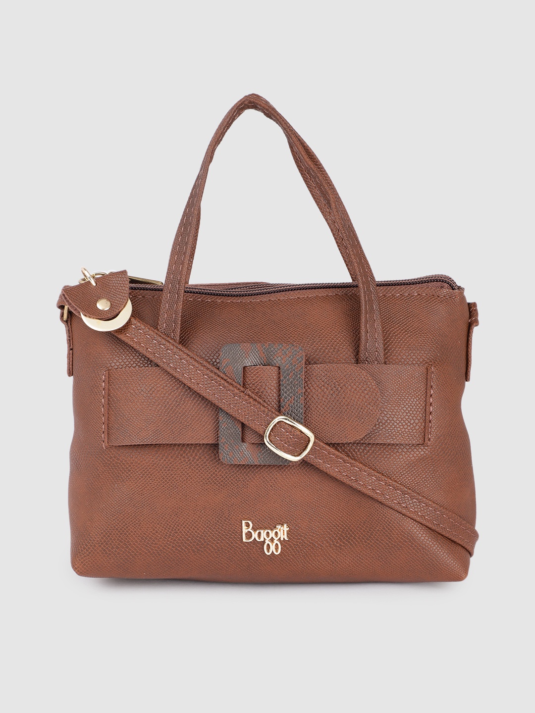 

Baggit Brown Textured Structured Handheld Bag