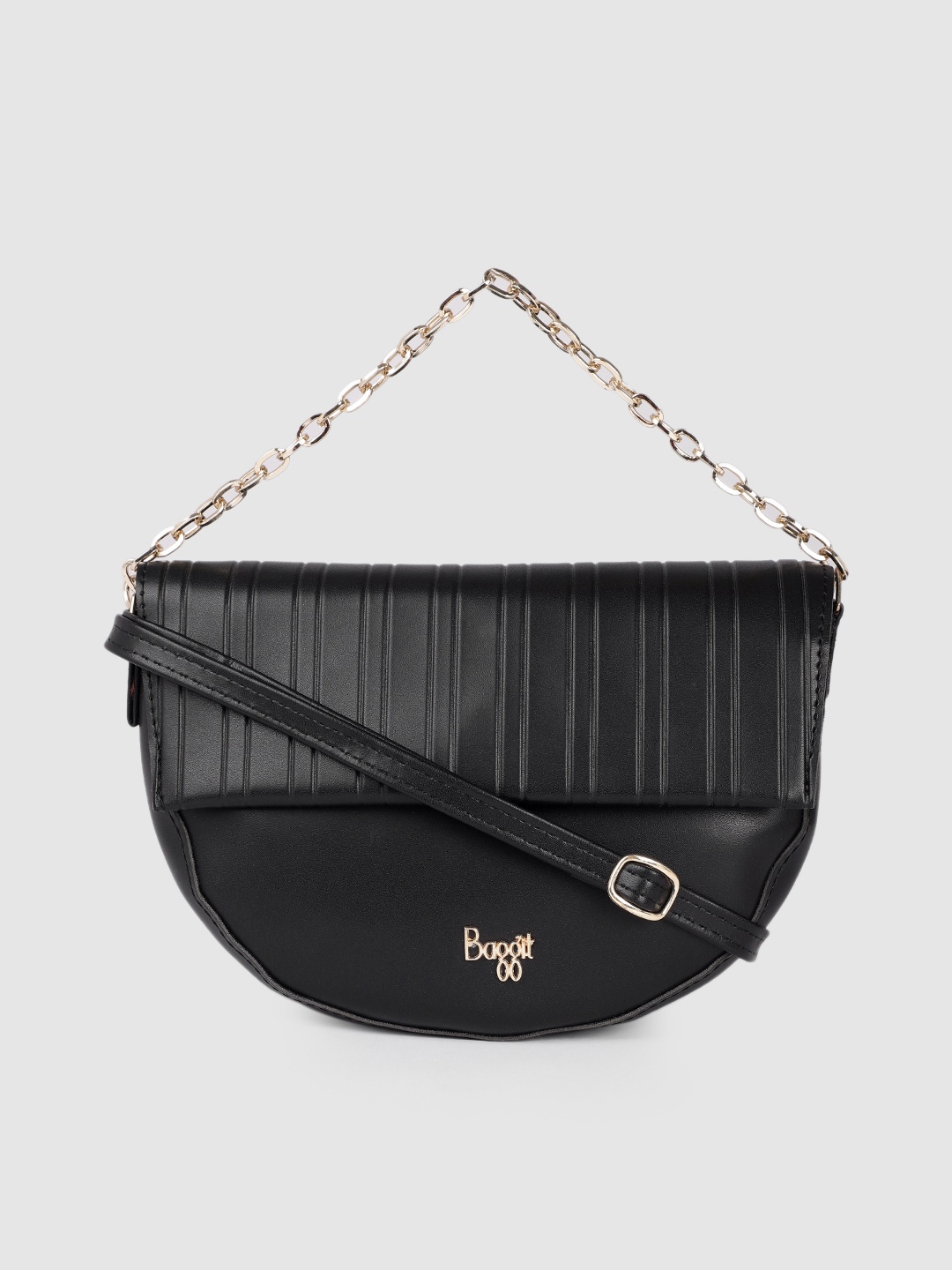 

Baggit Black MARCUS TRIOX Self-Striped Satchel Bag
