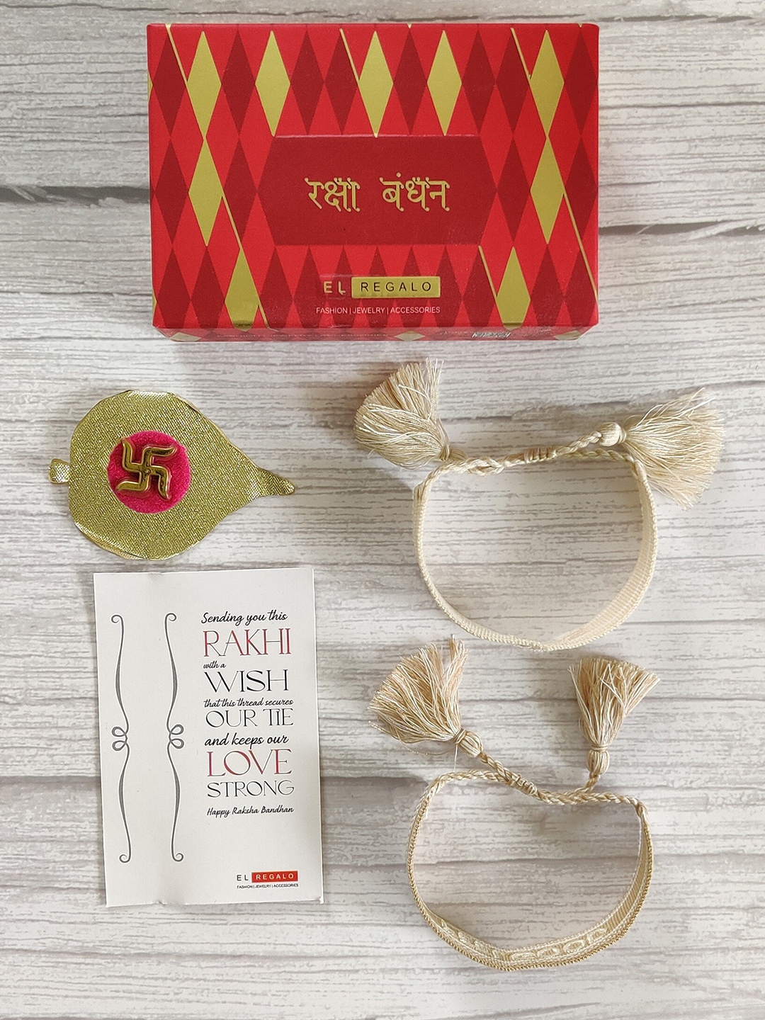 

EL REGALO Pack of 2 Bracelet Rakhi With Card, White