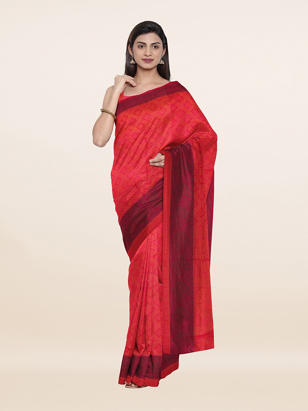 

Pothys Pink & Purple Ethnic Motifs Saree