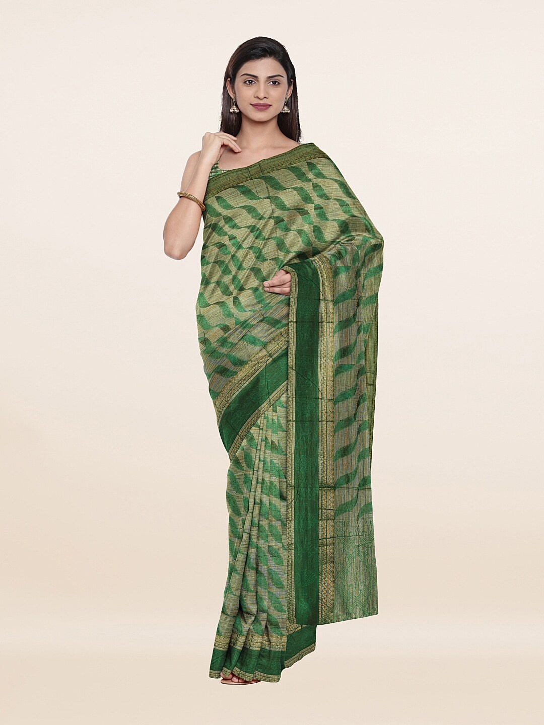 

Pothys Green & Beige Saree