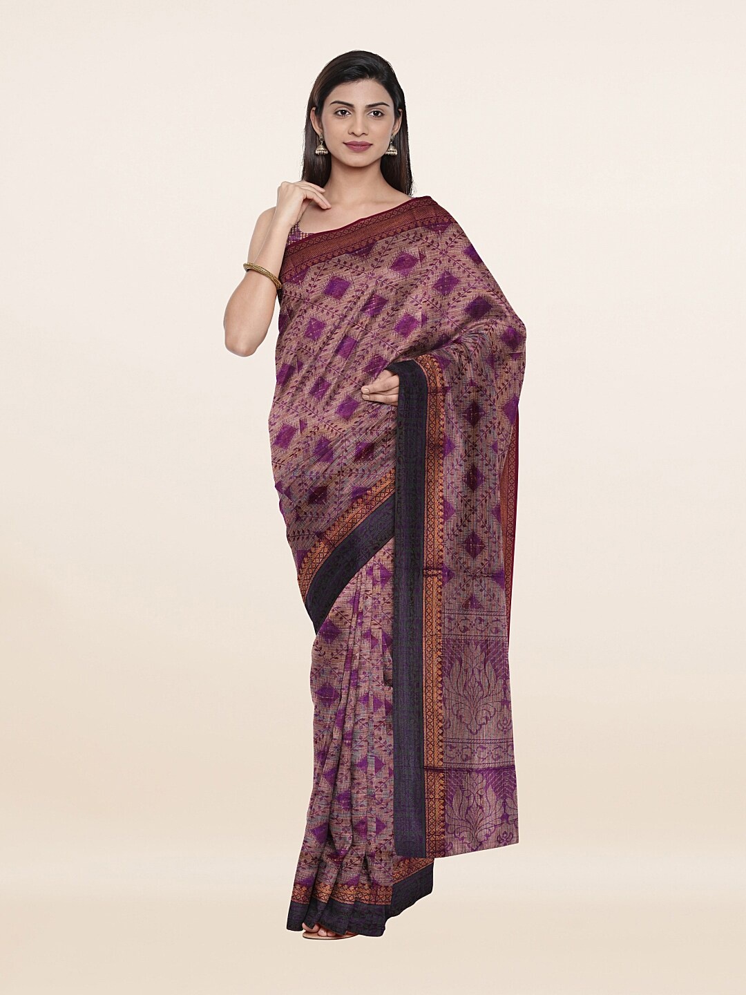 

Pothys Violet Woven Design Zari Cotton Saree