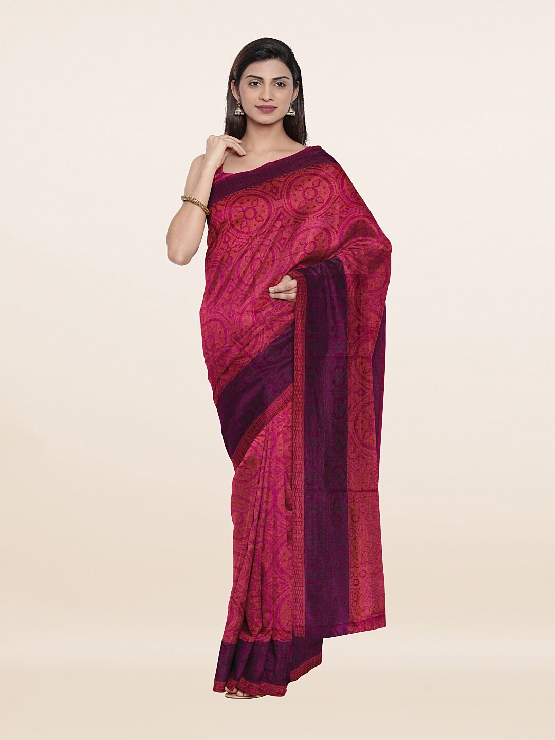 

Pothys Magenta & Violet Ethnic Motifs Saree