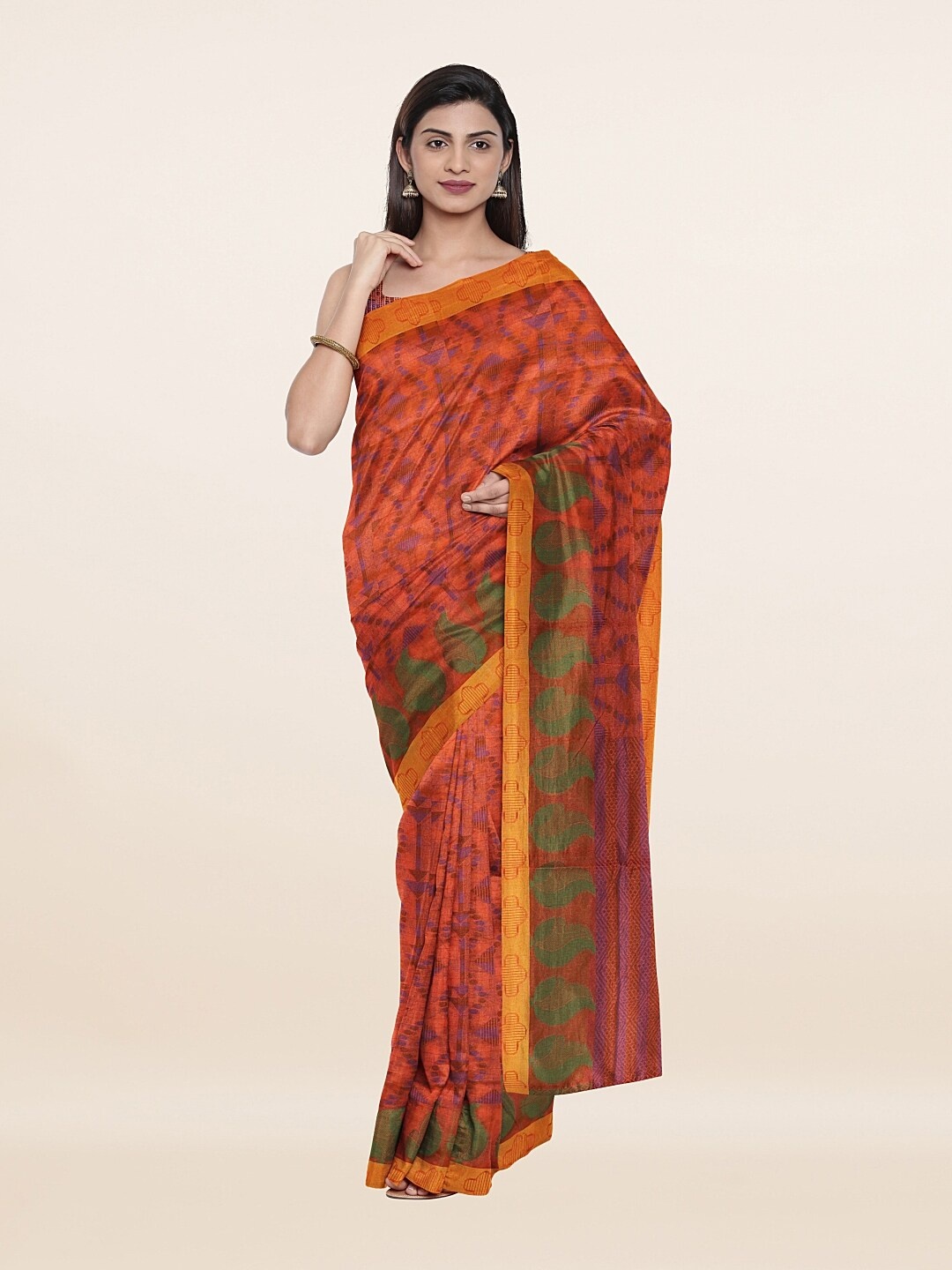 

Pothys Pink & Green Woven Design Zari Saree