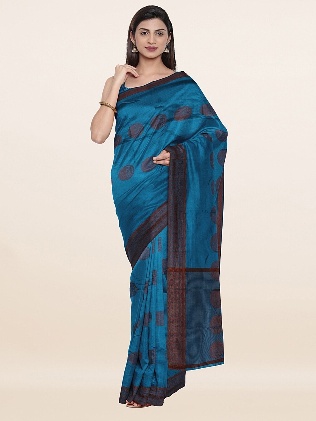 

Pothys Blue Ethnic Motifs Saree