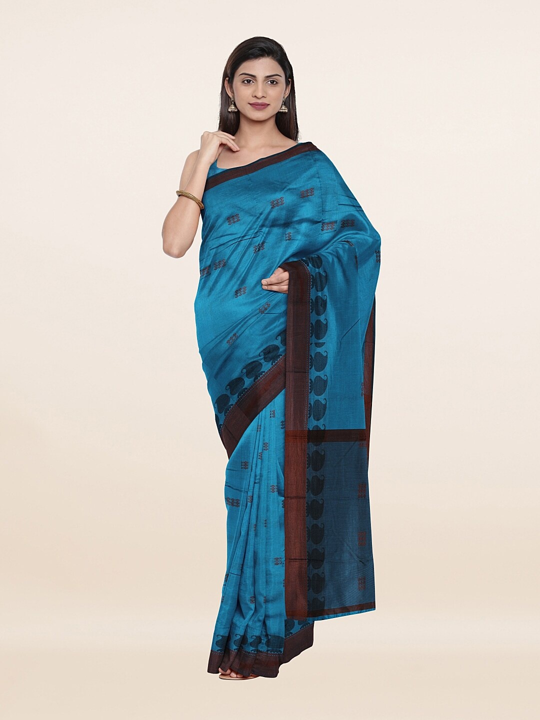 

Pothys Blue & Maroon Woven Design Saree