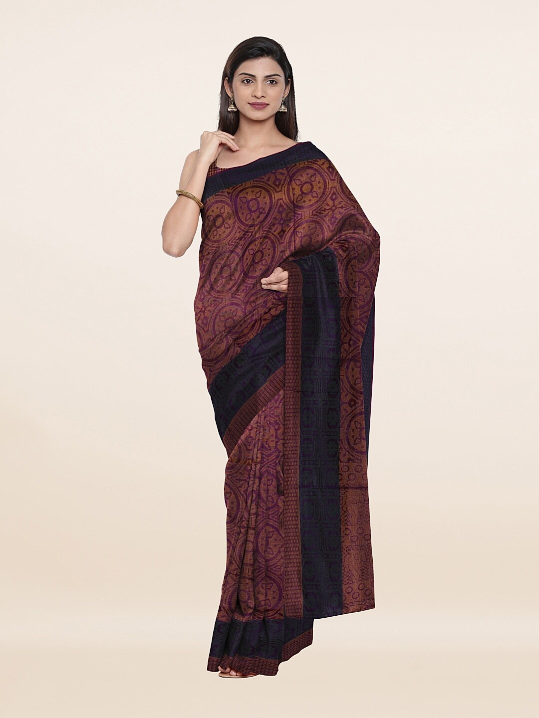 

Pothys Violet & Black Woven Design Saree