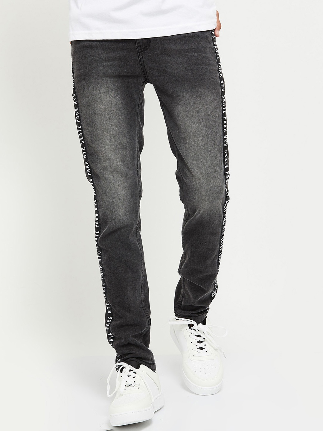 

max Boys Black Low Distress Light Fade Jeans