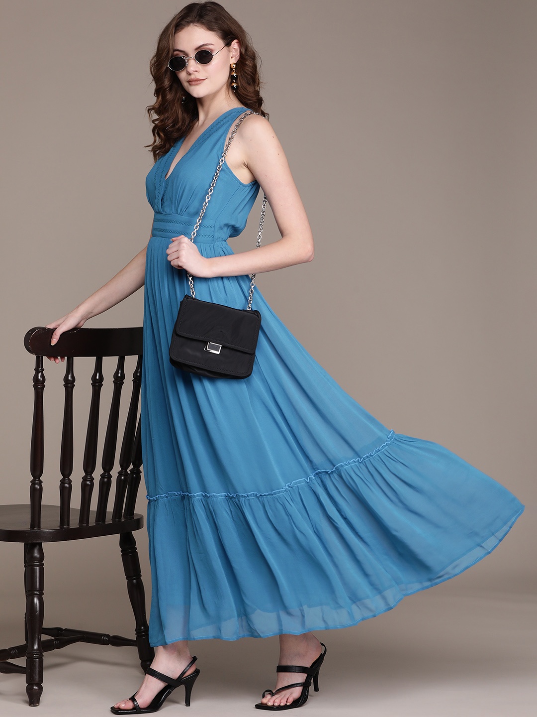 

Label Ritu Kumar Blue Tiered Maxi Dress