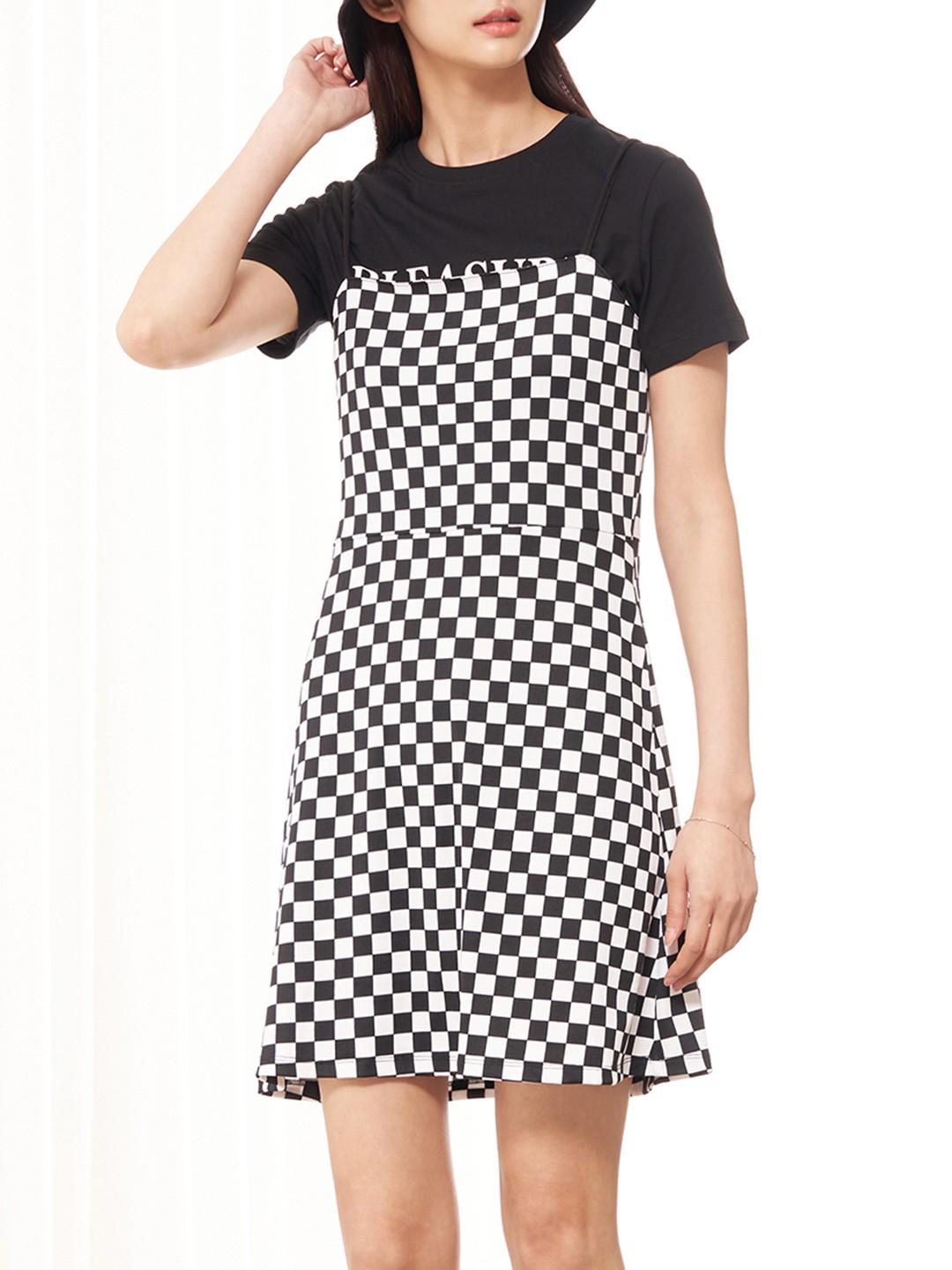 

8seconds Black & White Checked A-Line Dress