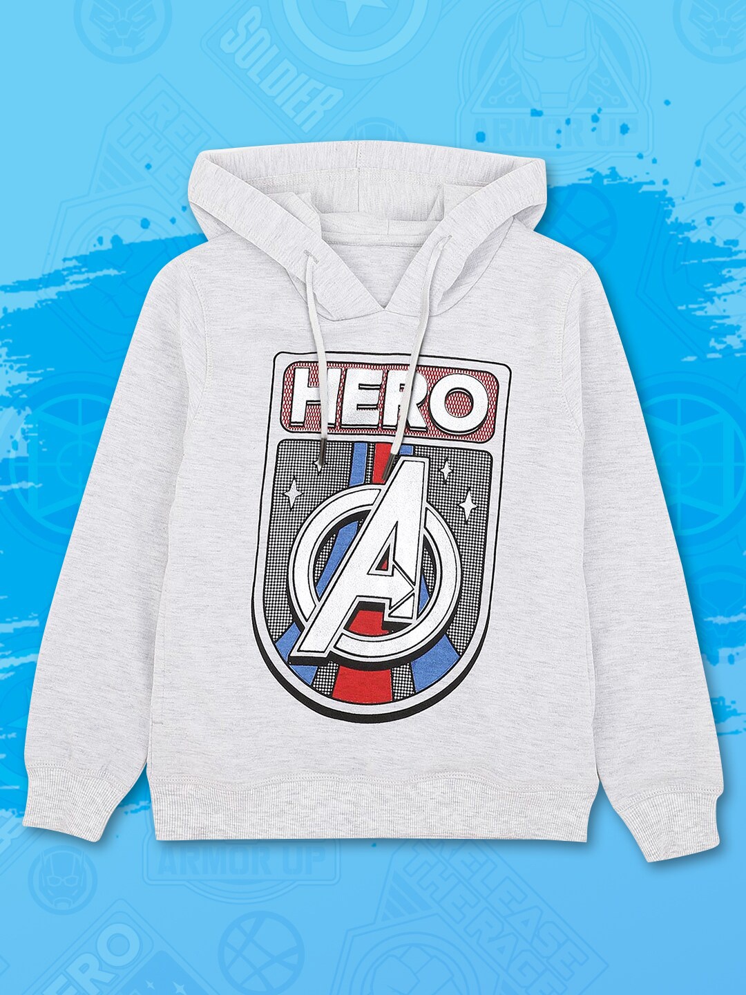 

Kids Ville Boys Grey Avengers Printed Hooded Sweatshirt