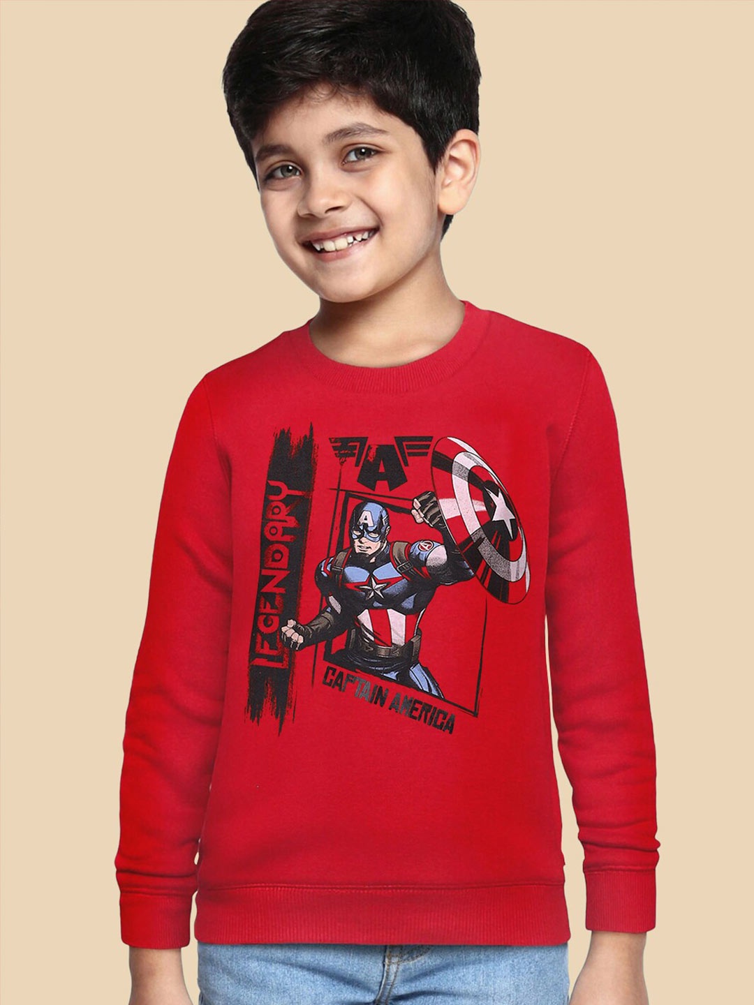 

Kids Ville Boys Captain America Red Printed Sweatshirt