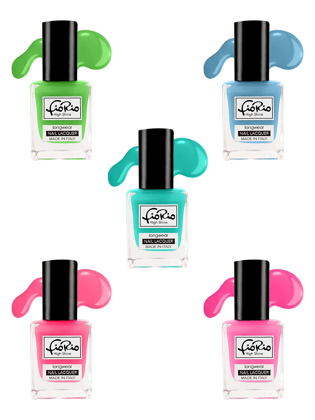 

Fiorio Set of 5 High Shine Long Wear Nail Lacquer 11 ml Each - Shade 206+207+208+209+210, Multi