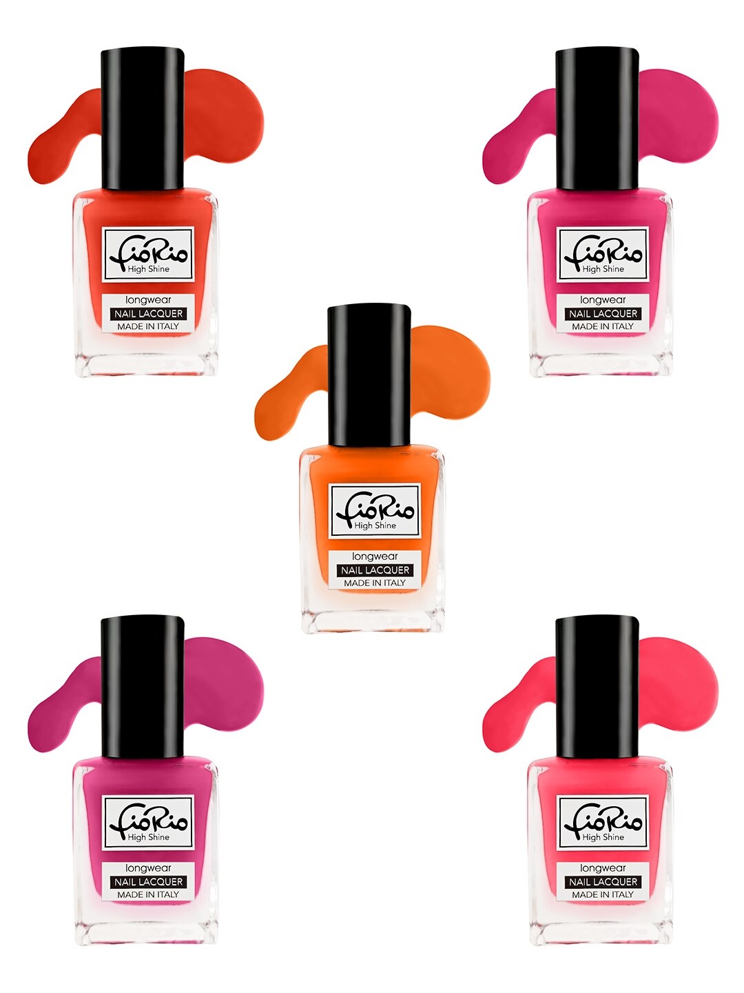 

Fiorio Set of 5 High Shine Long Lasting Nail Lacquer 11ml Each- Shades 81+ 82+ 83+ 84+ 85, Pink