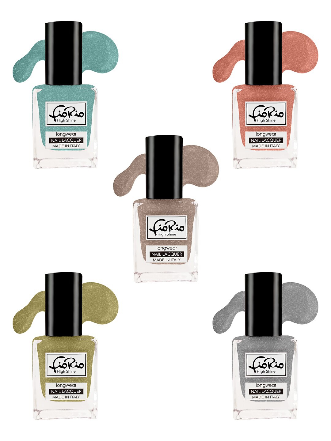 

Fiorio Set of 5 High Shine Longwear Nail Lacquer 11ml each - Shades 141+142+143+144+145, Multi