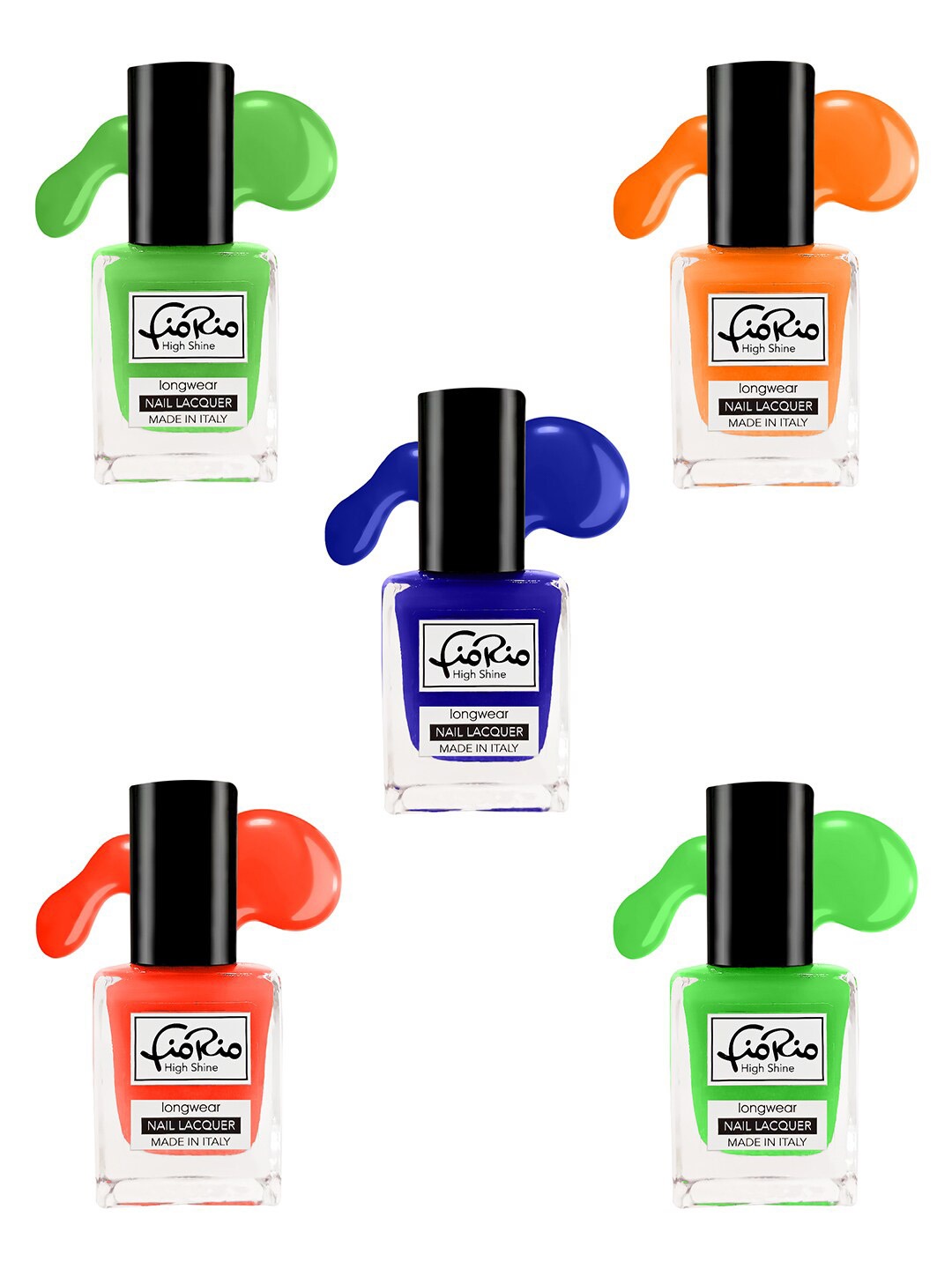 

Fiorio Set of 5 High Shine Longwear Nail Lacquer 11ml each - Shades 210+211+202+204+212, Orange