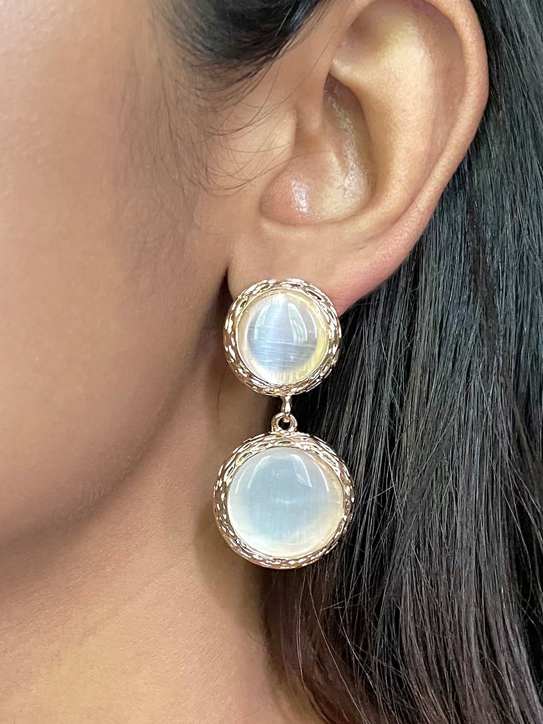

Ayesha Women White Stone Drop Earrings, Gold