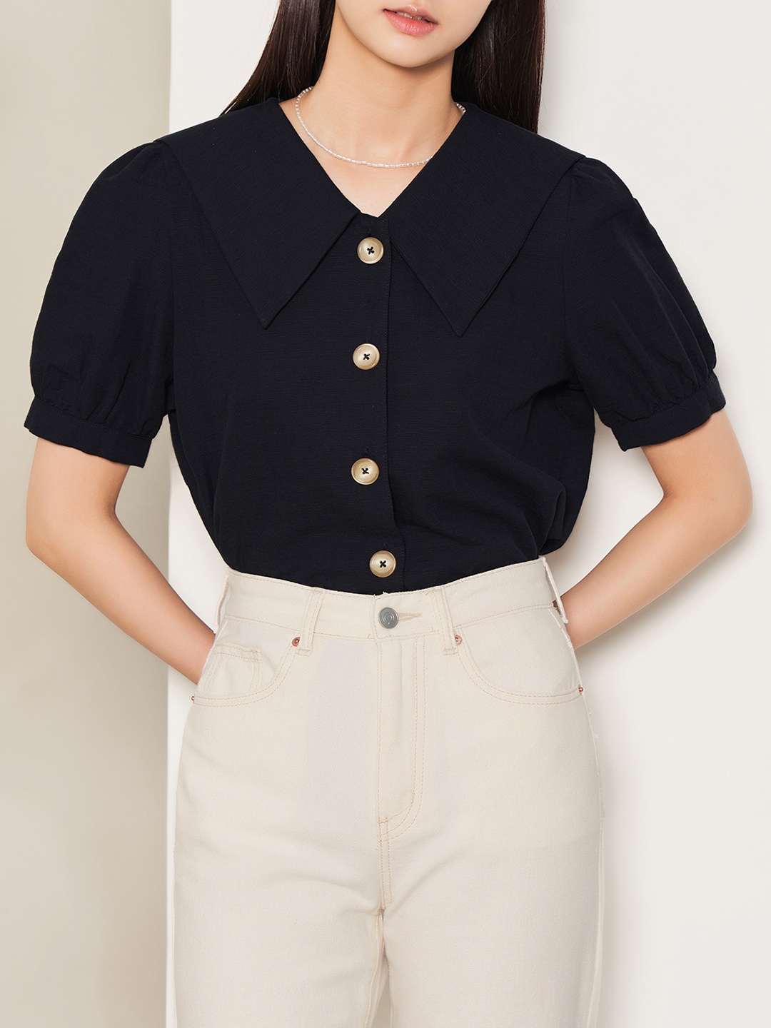 

8seconds Women Navy Blue Solid Casual Shirt