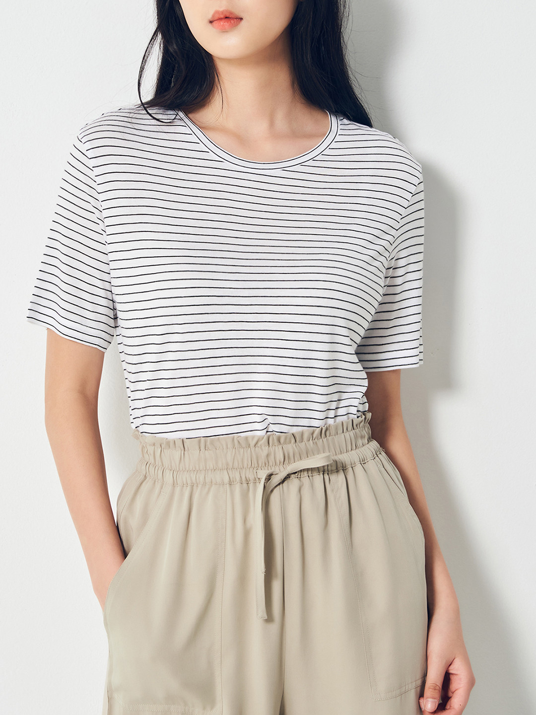 

8seconds Women White & Black Striped T-shirt