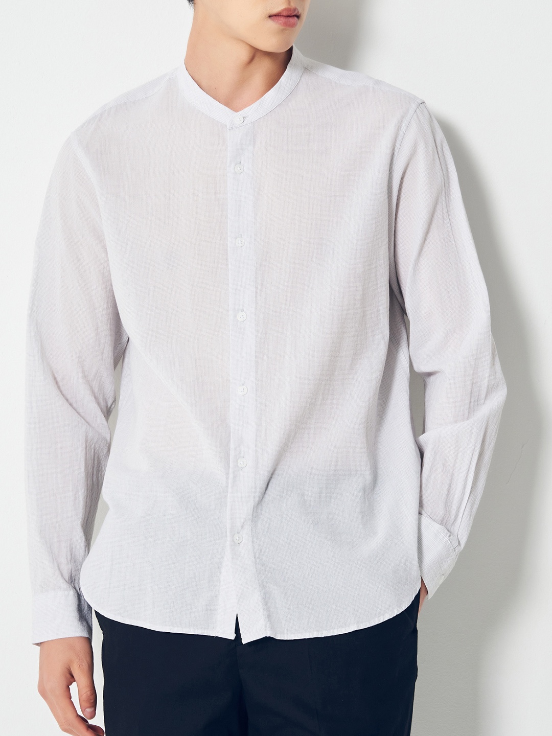 

8seconds Men Grey Micro Checked Cotton Casual Shirt