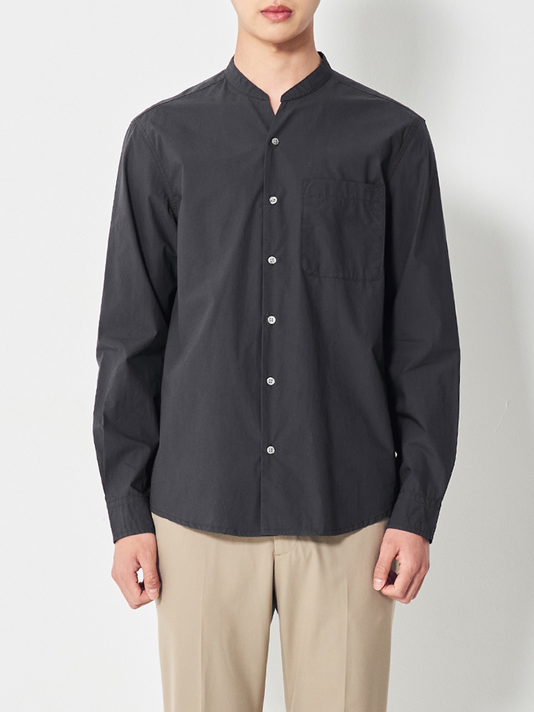 

8seconds Men Charcoal Grey Solid Pure Cotton Casual Shirt