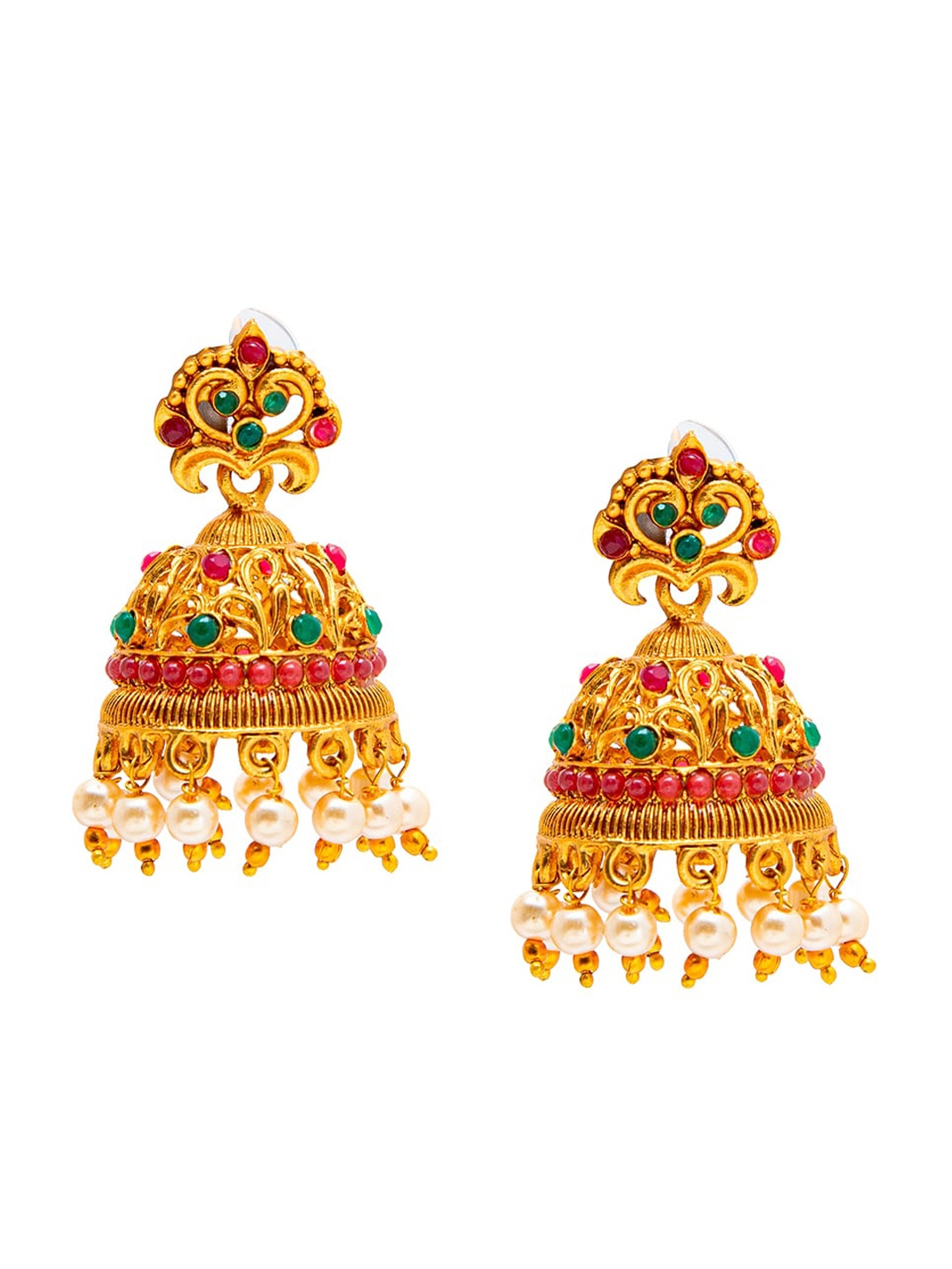 

Shining Jewel - By Shivansh Gold-Toned Contemporary Jhumkas Earrings