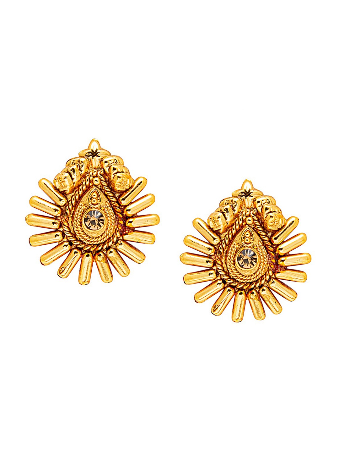 

Shining Jewel - By Shivansh Gold-Toned Teardrop Shaped Studs Earrings