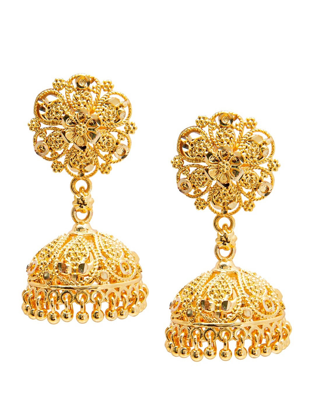 

Shining Jewel - By Shivansh Gold-Toned Contemporary Jhumkas Earrings