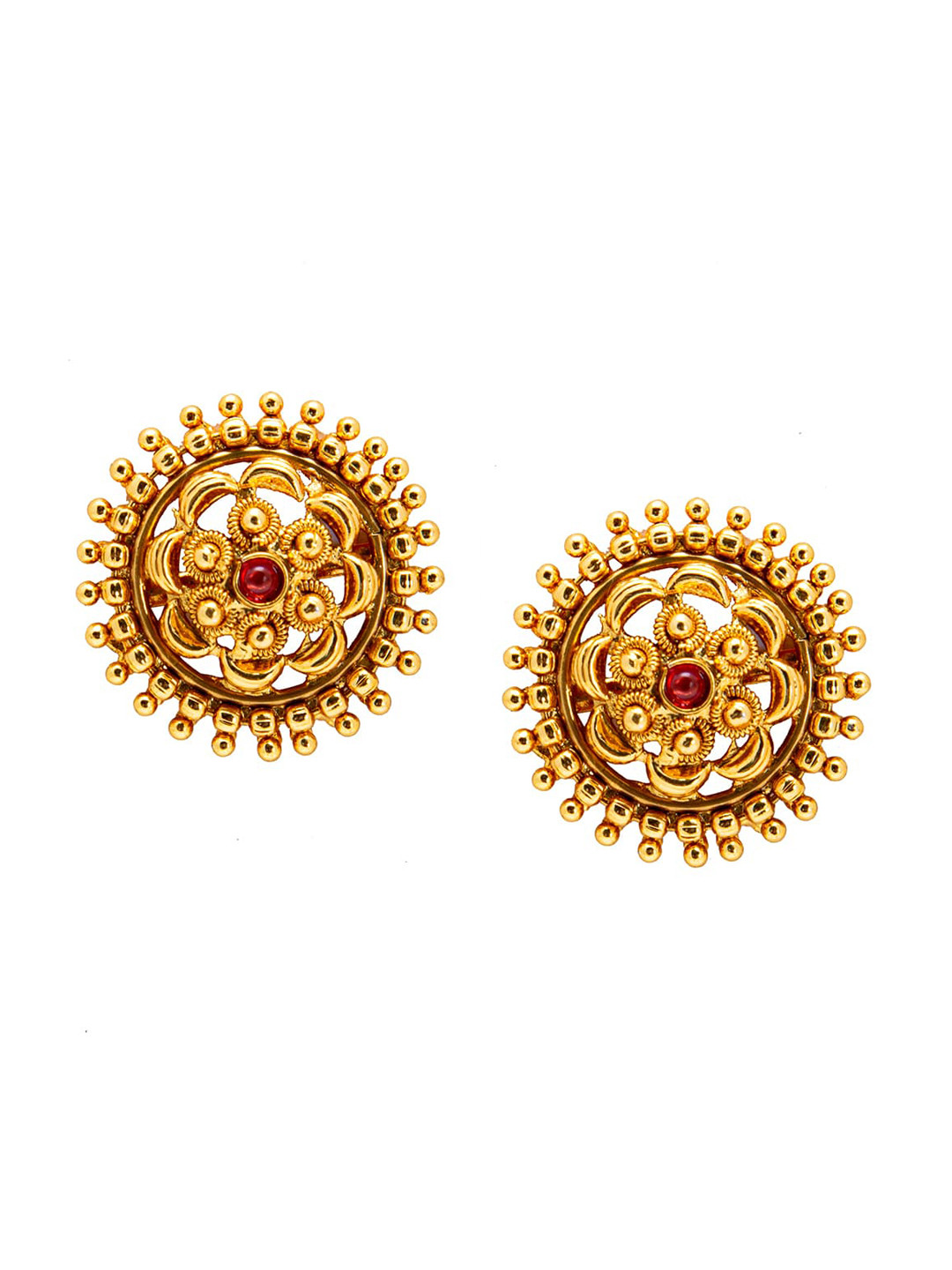 

Shining Jewel - By Shivansh Gold-Plated Circular Studs Earrings