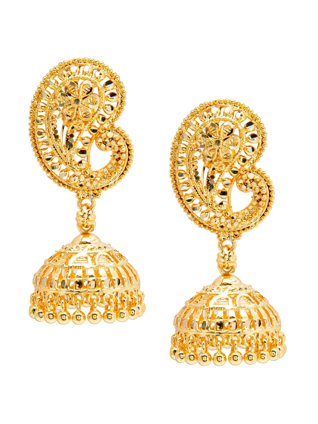 

Shining Jewel - By Shivansh Gold-Toned Contemporary Jhumkas Earrings