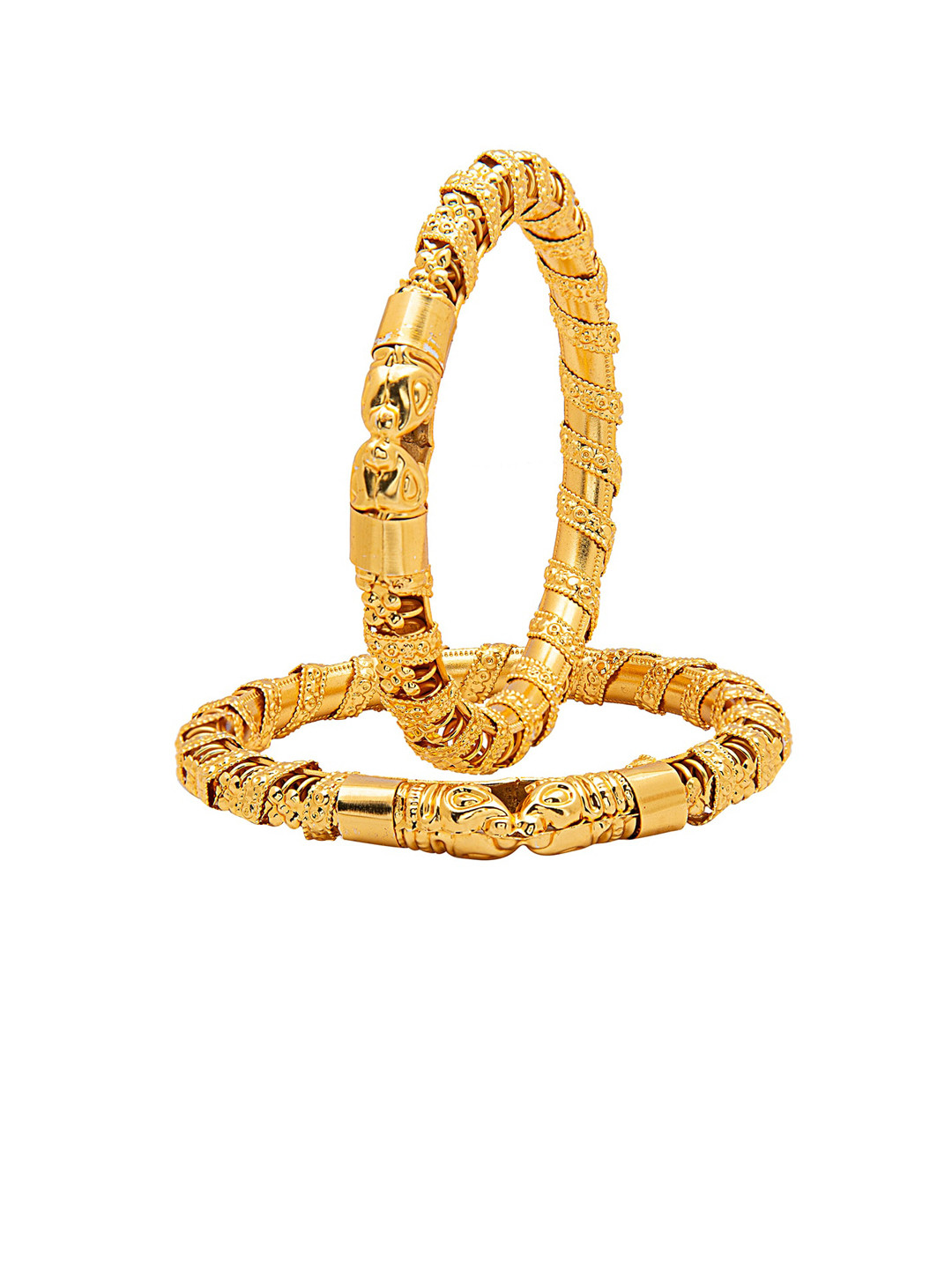 

Shining Jewel - By Shivansh Set Of 2 Gold-Plated Crystal Kundan Traditional Kada Bangles