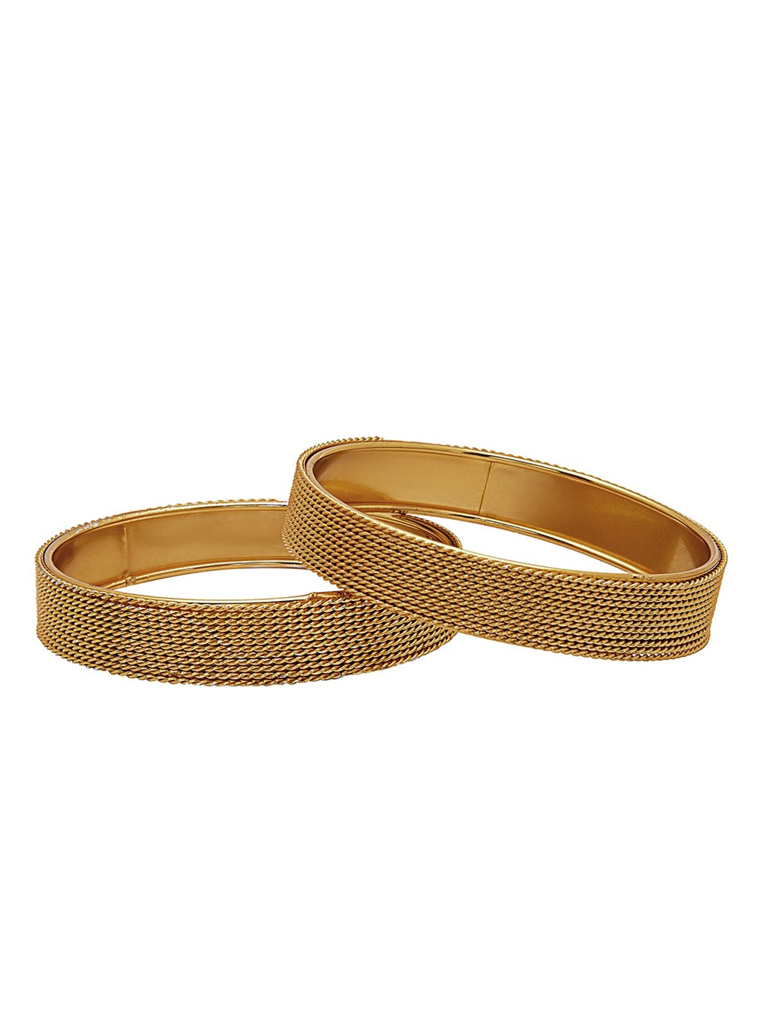 

Shining Jewel - By Shivansh Set Of 2 Gold-Plated Textured Bangles