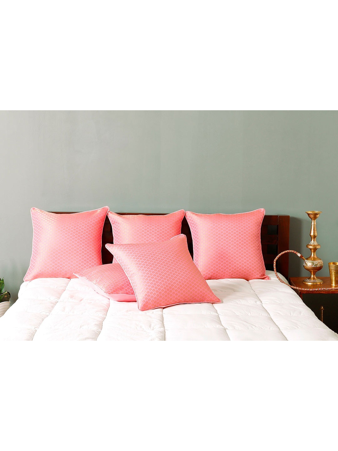 

HANDICRAFT PALACE Pink Set of 2 Square Cushion Covers