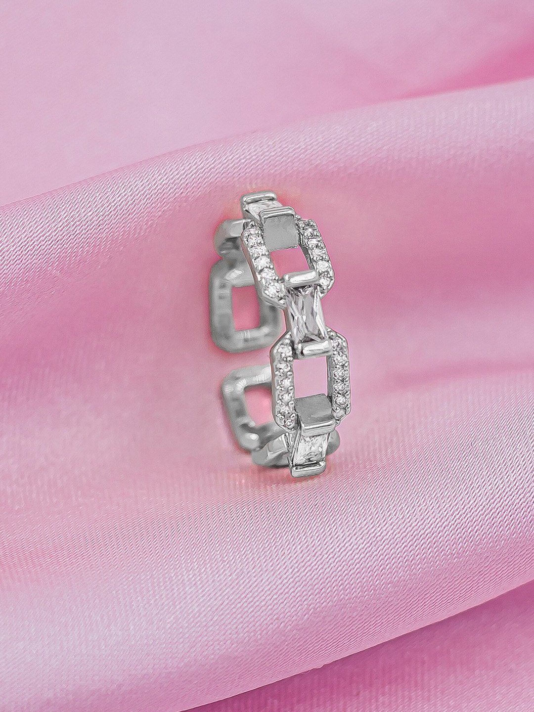 

Bellofox Silver-Plated Layered Stone Beaded Finger Ring