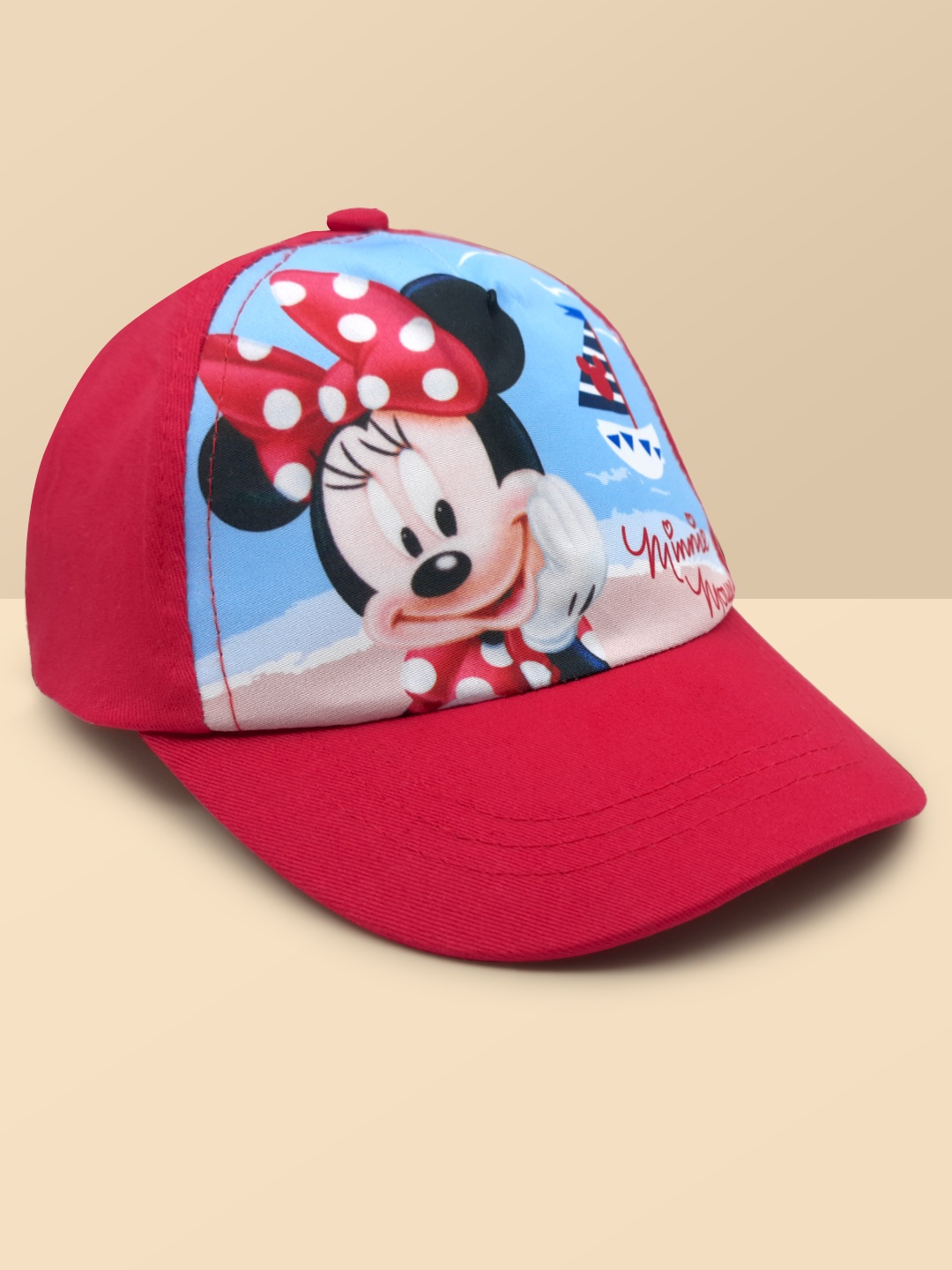 

Kids Ville Girls Red & White Minnie Printed Baseball Cap