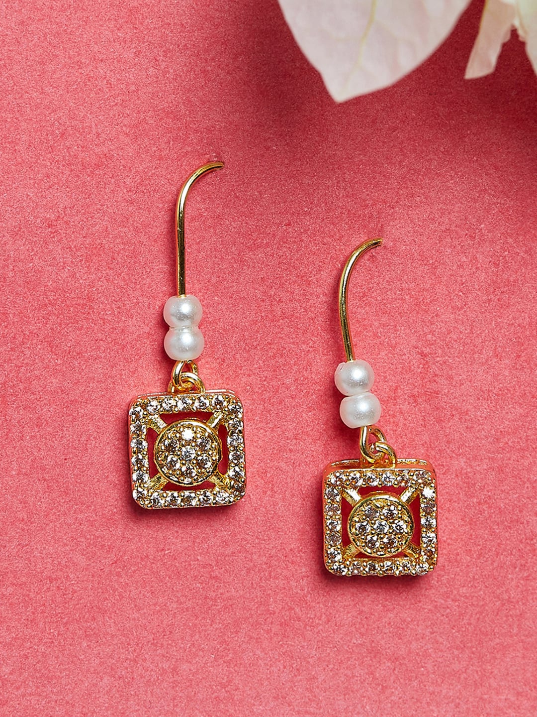 

Voylla Gold-Toned Contemporary Drop Earrings