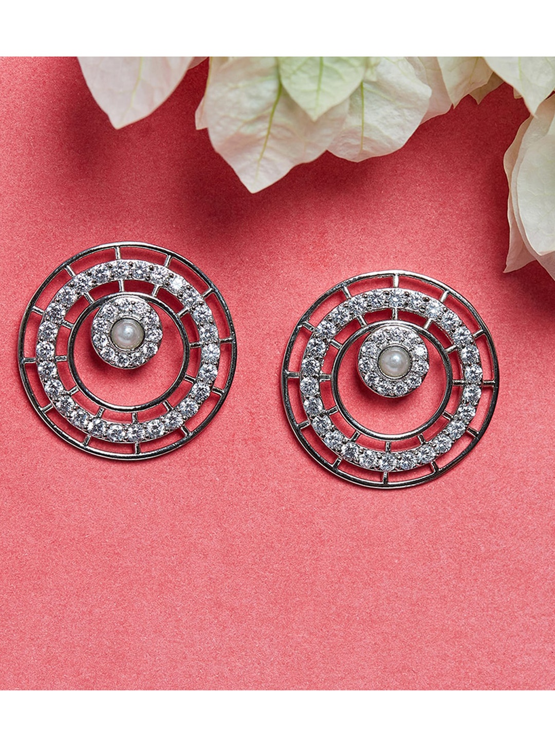 

Voylla Silver-Toned Contemporary Studs Earrings
