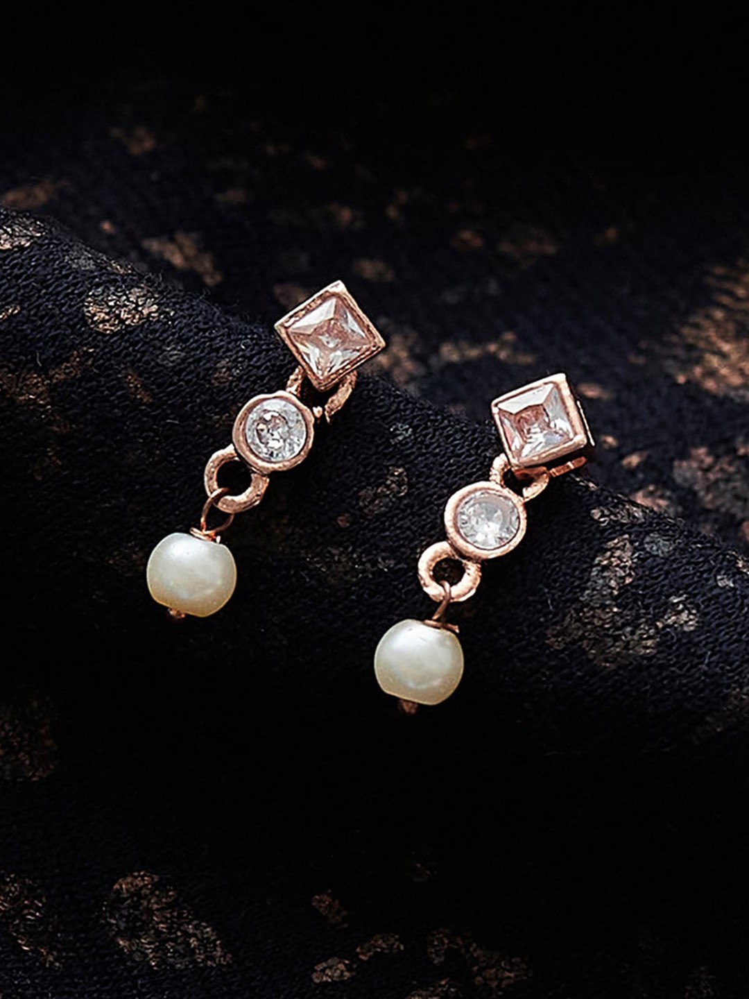 

Voylla Rose Gold Plated Contemporary Drop Earrings